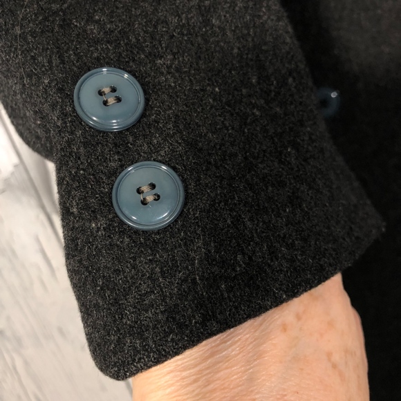 Long Coat Gray 100% Wool Size Large Unbranded EUC - Picture 5 of 8